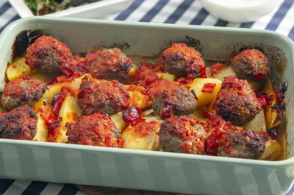 Baked Meatballs and Potatoes Recipe