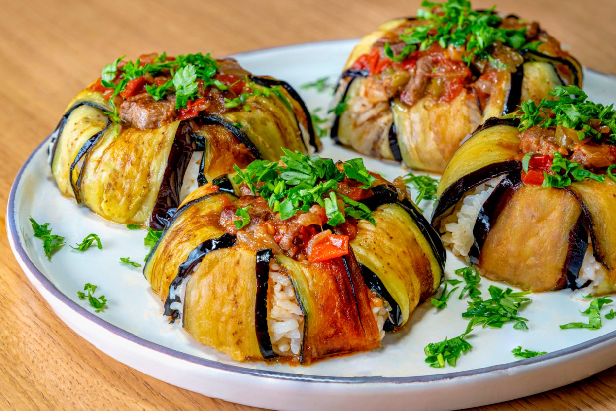 Eggplant Covered with Rice Recipe